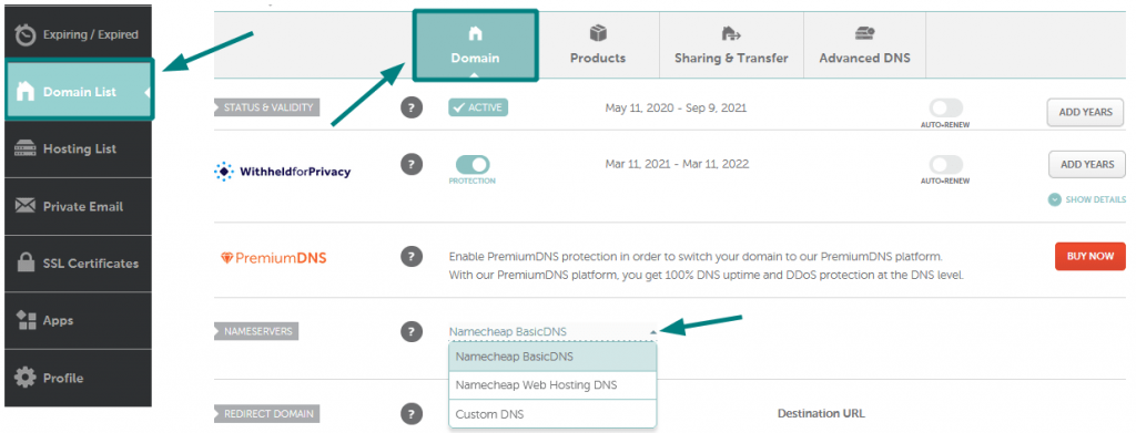 how to change dns for a domain raqmedia