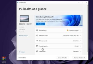 Pc health check app check pc is compatible with windows 11